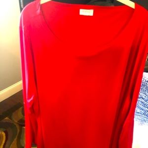 Avenue Red holiday shirt with bell sleeves
